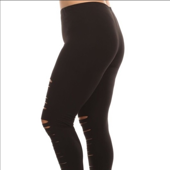 Plus size high waist leggings shredded distressed - Picture 5 of 5